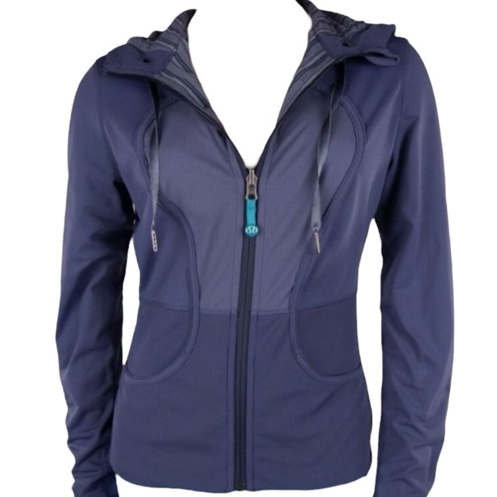 Euc Lululemon Hooded Jacket Women's Purple Reversible Thumbholes Athleisure Sz 8
